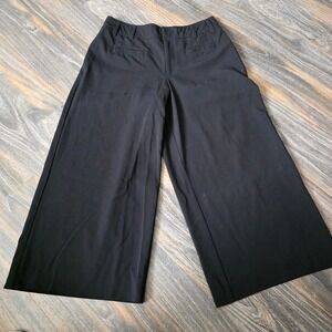 Anthropologie Essential Culotte Black Wide Leg Cropped Pants OB476032 Womens 4